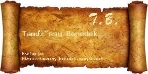 Tamássy Benedek névjegykártya